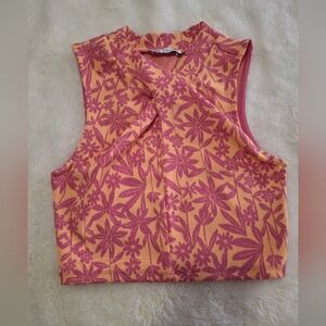 Women's Zara Pink and Orange Floral Top Size S.